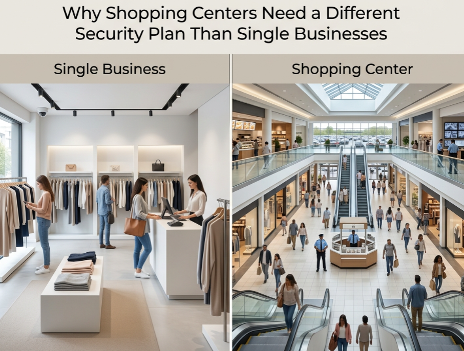 Why Shopping Centers Need a Different Security Plan Than Single Businesses